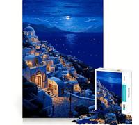1000 Piece Teenager Puzzles Greece Night Stars Pixel Smooth Cut Play Brain Exercise Toy Restful Play Time Birthday Activity (50x75cm)