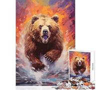 1000 Piece Teenager Puzzles Grizzly Bear Educational Toy Great Gift for Games Brain Teaser Game with Fully Interlocking Randomly Shaped Pieces Size 50x75cm