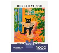 1000 Piece Teenager Puzzles Henri Matisse Cat Reading Newspaper Adult Jigsaw Puzzle Family Game Difficult Challenge Parent-child Interaction 70x50cm/1000pcs