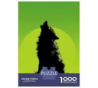 1000 Piece Teenager Puzzles Howling Wolf Silhouette - Wild Nature on Green Jigsaw for Adults Anti-Stress Toys Difficult Challenge Birthday And Unique Gifts 52x38cm/1000pcs