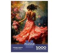 1000 Piece Teenager Puzzles Impressionist Inspired Elegant Woman in Floral Dress Jigsaw for Adults Anti-Stress Toys Difficult Challenge Birthday And Unique Gifts 70x50cm/1000pcs