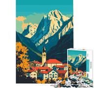 1000 Piece Teenager Puzzles Italian Alpine Village Landscape Hands-on Game Learning Educational Toys Secret Santa Gifts Staycation Kill Time (Size 75x50cm)
