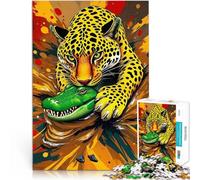 1000 Piece teenager Puzzles Jaguar vs. Alligator Wildlife Quiz game 26x38cm is ideal as gifts for the whole family for and Age 14