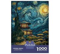 1000 Piece Teenager Puzzles Japanese Temple Under Starry Night Sky Jigsaw Toy Wall Decor For Family Fun Unique Gifts for Birthday And Christmas 38x26cm/1000pcs