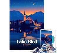 1000 Piece Teenager Puzzles Lake Bled Slovenia at Night Hands-on Game Learning Educational Toys Secret Santa Gifts Staycation Kill Time (Size 38x52cm)