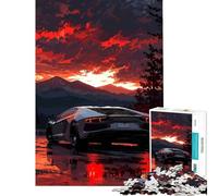 1000 Piece Teenager Puzzles Lamborghini at Sunset Difficult And Challenge For Family Fun Fun Games for 14+ Puzzle Game Offered (38x52cm)