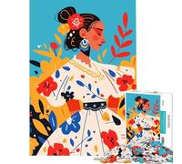 1000 Piece Teenager Puzzles Latin Floral Dress Minimalist Art Illustration Hands-on Game Learning Educational Toys Secret Santa Gifts Staycation Kill Time (Size 38x26cm)