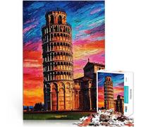 1000 Piece teenager Puzzles Leaning Tower of Pisa Sunset Toys Educational Games Stress Relieving deal as gifts for the whole family 50x70cm