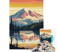 1000 Piece Teenager Puzzles Mount Rainier National Park Poster Fun at Home Activities, Pattern Assembly Relax Games for And from 14 Years And over (38X52cm)