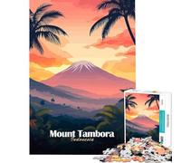 1000 Piece Teenager Puzzles Mount Tambora Sunset Educational Game for Educational Game Challenge Toy Gifts For Birthdays Wall Decoration (Size 38x52cm)