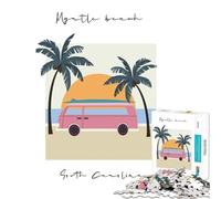 1000 Piece Teenager Puzzles Myrtle Beach, South Carolina Illustration Hands-on Game Learning Educational Toys Secret Santa Gifts Staycation Kill Time (Size 38x52cm)
