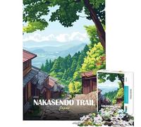 1000 Piece Teenager Puzzles Nakasendo Trail Japan Landscape Art for Educational Game for Educational Game Challenge Toy Great Gifts Improve Memory (size 38x26cm)