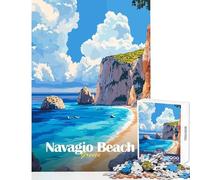 1000 Piece Teenager Puzzles Navagio Beach, Greece Toy Wall Decor Art Work Gift Relaxing Games with Fully Interlocking Randomly Shaped Pieces Size 38x52cm
