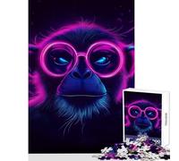 1000 Piece Teenager Puzzles Neon Monkey Portrait Puzzles for Teenagers Difficult Challenge for Birthday, Chrismas for Is Ideal As A Gifts (38x26cm)