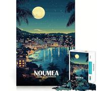 1000 Piece Teenager Puzzles Noumea, New Caledonia Nightscape Illustration Smooth Cut Play Brain Exercise Toy Restful Play Time Birthday Activity (50x75cm)