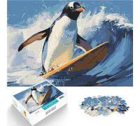 1000 Piece teenager Puzzles Penguin Surfing Interessante Stressreduzierung eignet sich ideal als Geschenk für die ganze Familie38x26cm