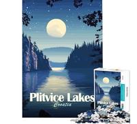 1000 Piece Teenager Puzzles Plitvice Lakes Croatia Night Landscape Hands-on Game Learning Educational Toys Secret Santa Gifts Staycation Kill Time (Size 38x26cm)