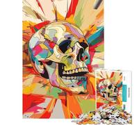 1000 Piece Teenager Puzzles Pop Art Skull Cubism Style Fun at Home Activities, Enhance Memory Family Game Suitable for Ages 14 And Up (50x75cm)