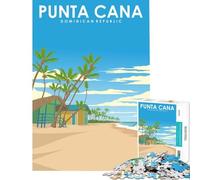 1000 Piece Teenager Puzzles Punta Cana Beach Travel Poster Hands-on Game Learning Educational Toys Secret Santa Gifts Staycation Kill Time (Size 75x50cm)