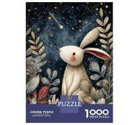 1000 Piece Teenager Puzzles Rabbit Under Starry Night Illustration Jigsaw Toy Wall Decor For Family Fun Unique Gifts for Birthday And Christmas 38x26cm/1000pcs