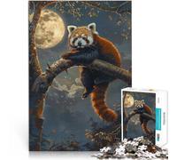 1000 Piece teenager Puzzles Red Panda Moon Tree Night Train your brain and hands 50x75cm Suitable for couples for and Age 14
