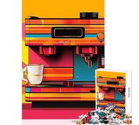 1000 Piece Teenager Puzzles Retro Coffee Machine Art Puzzles for Teenagers Difficult Challenge for Birthday, Chrismas for Is Ideal As A Gifts (50x75cm)