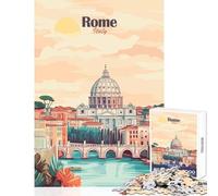 1000 Piece Teenager Puzzles Rome Italy Travel Poster Puzzles for Teenagers Difficult Challenge for Birthday, Chrismas for Is Ideal As A Gifts (38x26cm)