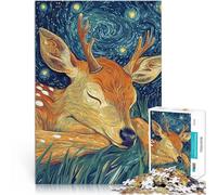 1000 Piece teenager Puzzles Sleeping Deer Under Starry Night Spielspielzeug Einzigartige Geburtstags- und Geschenkideen52x38cm