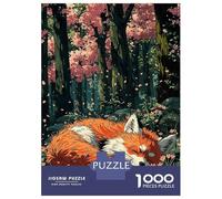 1000 Piece Teenager Puzzles Sleeping Fox in Cherry Blossom Forest Jigsaw Brain Teaser Game But Fun And Humorous Unique Gifts for Birthday And Christmas 70x50cm/1000pcs