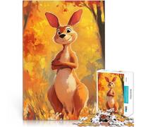 1000 Piece teenager Puzzles Smiling Kangaroo in Autumn Lernspiele Heimdekoration Die Liebe zwischen Paaren stärken38x26cm