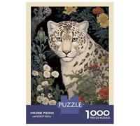 1000 Piece Teenager Puzzles Snow Leopard William Morris Floral Jigsaw Brain Teaser Game But Fun And Humorous Unique Gifts for Birthday And Christmas 52x38cm/1000pcs