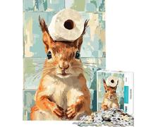 1000 Piece Teenager Puzzles Squirrel with Toilet Paper Hat Family Game Brain Intelligence Challenge Addictive Toys Secret Santa Gifts Enhance Memory (Size 38x52cm)