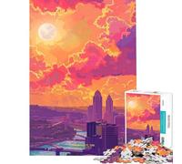 1000 Piece Teenager Puzzles Sunset in Cincinnati OH Fun at Home Activities, Pattern Assembly Relax Games for And from 14 Years And over (50X75cm)