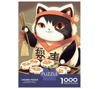 1000 Piece Teenager Puzzles Sushi Cat Chef Japan Jigsaws for Adults Relaxing Games Presents for Women Parent-child Interaction 52x38cm/1000pcs