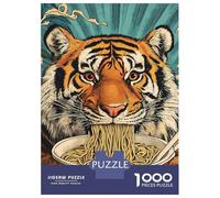 1000 Piece Teenager Puzzles Tiger Eating Ramen Noodles Jigsaw for Adults Anti-Stress Toys Difficult Challenge Birthday And Unique Gifts 70x50cm/1000pcs