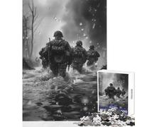 1000 Piece Teenager Puzzles Troops Crossing River Educational Toy Great Gift for Games Brain Teaser Game with Fully Interlocking Randomly Shaped Pieces Size 38x52cm