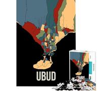 1000 Piece Teenager Puzzles Ubud Earthtone Indonesia Bali City Map Art Hands-on Game Learning Educational Toys Secret Santa Gifts Staycation Kill Time (Size 75x50cm)