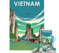 1000 Piece Teenager Puzzles Vietnam Country Poster Brain Teaser Game for Educational Game Challenge Toy Gifts Ideas Learning Educational (Size 75x50cm)