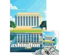 1000 Piece Teenager Puzzles Washington DC Landmark Family Game Brain Intelligence Challenge Addictive Toys Secret Santa Gifts Enhance Memory (Size 50x75cm)