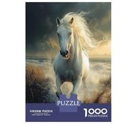 1000 Piece Teenager Puzzles White Horse Galloping Through Water Jigsaw Brain Teaser Game But Fun And Humorous Unique Gifts for Birthday And Christmas 52x38cm/1000pcs