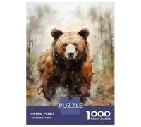 1000 Piece Teenager Puzzles Wildlife Art Print - Brown Bear Jigsaws for Adults DIY Toys Perfect Decoration Unique Gifts for Birthday And Christmas 52x38cm/1000pcs