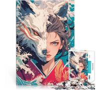 1000 Piece teenager Puzzles Wolf and Geisha Duality Stressabbau Staycation Zeit totschlagen Wohnkunstdekor38x26cm