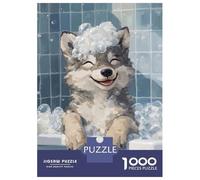 1000 Piece Teenager Puzzles Wolf Pup Bath Time Adult Jigsaw Puzzle Family Game Difficult Challenge Parent-child Interaction 52x38cm/1000pcs