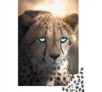 1000 Piece The Blue Eyed Cheetah Jigsaw Puzzle for Adult Teenagers Wooden Learning Educational Toys 1000pcs (75x50cm)