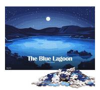 1000 Piece The Blue Lagoon Iceland Night Square Puzzles for Adults, Paper Puzzles Family Entertainment Toys 38x26cm/1000pcs