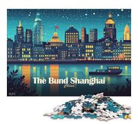 1000 Piece The Bund Shanghai China Nightscape Creative Square Jigsaw Puzzles for Adults & Wooden Puzzles Educational Toys 1000pcs (75x50cm)
