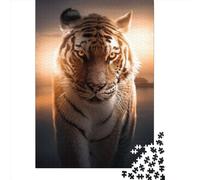 1000 Piece The Eyes of The Tiger Square Puzzle for Adults Wooden Puzzles Educational Puzzle Family Game 1000pcs (75x50cm)
