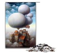 1000 Piece The Flying Town And Clouds Puzzles Gifts Jigsaw for Adults Christmas Wishlist with Santa Claus for Teenager Age 14 Up 75x50cm