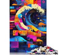 1000 Piece The Great Wave - Geometric Abstraction Jigsaw Puzzle for Adult Teenagers Paper Puzzles for Teenagers Gifts Relax Puzzles Games 38x26cm/1000pcs