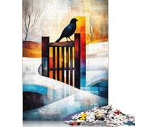 1000 Piece The Magpie - Monet Inspired - Geometric Winter Scene - Abstract Impressionist Landscape Jigsaw Puzzlesfor Adults Wooden Puzzle for Adults And Teenager Learning Educational Toy